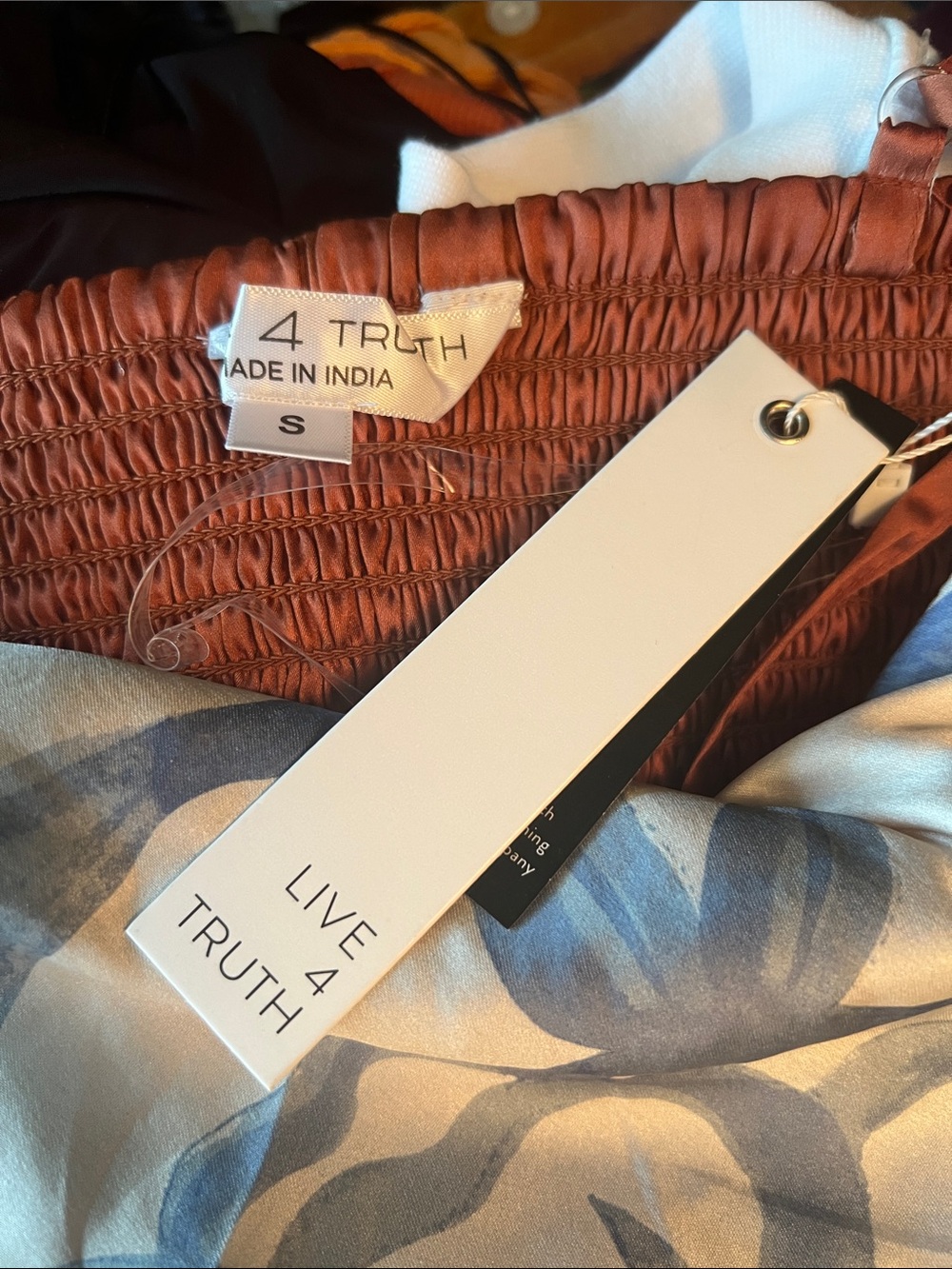 Live 4 Truth Blue Floral Scarf Camisole with Rust Straps - Picture 5 of 7